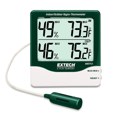 Extech 445713 Higrotermómetro para interiores/exteriores de dígitos grandes